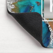 Monogram waterverf marmer zilverturquoise oranje muismat (Hoek)