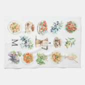 Monogram Waterverf Mediterraan eten Theedoek (Horizontaal)