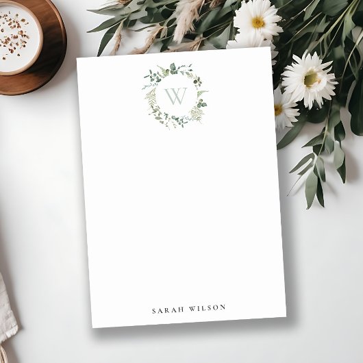 Monogram Waterverf met flacon-eucalyptus Notitiekaartje