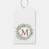 Monogram Waterverf met kerstcadeaus Cadeaulabel (Voorkant)