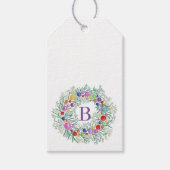 Monogram Waterverf met kerstcadeaus Cadeaulabel (Voorkant)