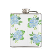 Monogram Waterverf Modern Floral Blue Hydrangea Heupfles (Achterkant)