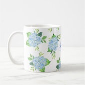 Monogram Waterverf Modern Floral Blue Hydrangea Koffiemok (Links)