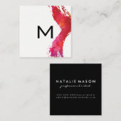 Monogram Waterverf | Moderne kunst Vierkante Visitekaartje (Voorkant / Achterkant)