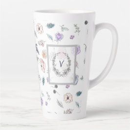 Monogram Waterverf moderne rendy Kute Flower Latte Mok