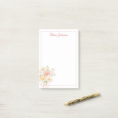 Monogram Waterverf Mooie Bloemboeket Bloem Post-it® Notes (Op bureau)