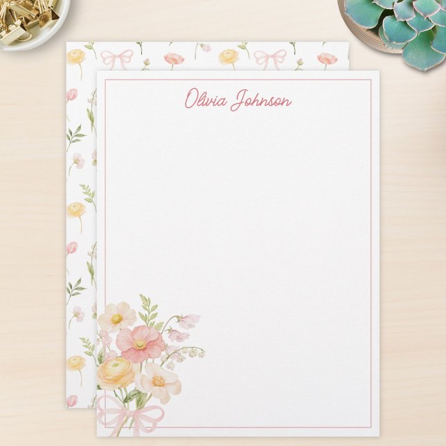 Monogram Waterverf Mooie Bloemen Boeket Bloem Briefhoofd (Creator heeft geüpload)