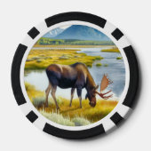 Monogram Waterverf Moose Poker Chip (Achterkant)