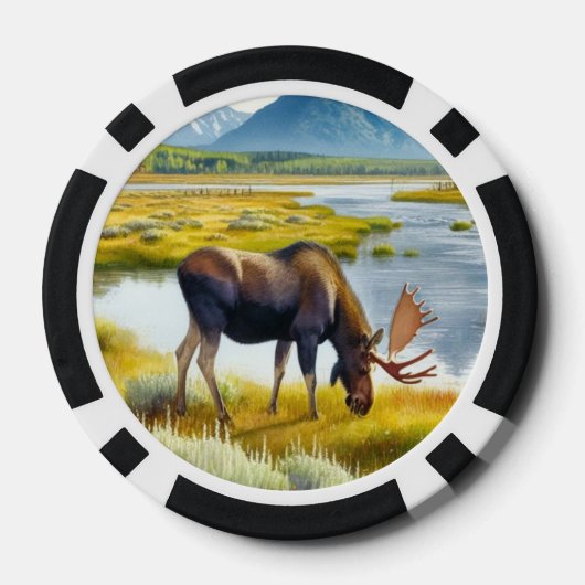 Monogram Waterverf Moose Poker Chip (Achterkant)