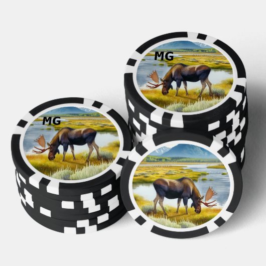 Monogram Waterverf Moose Poker Chip (Opstapeling)