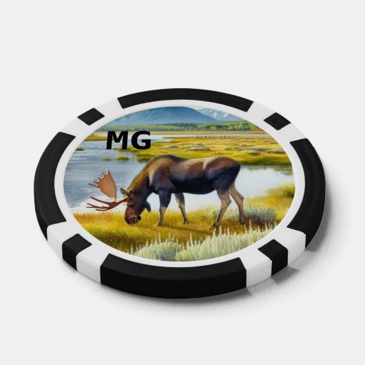 Monogram Waterverf Moose Poker Chip (Enkel)