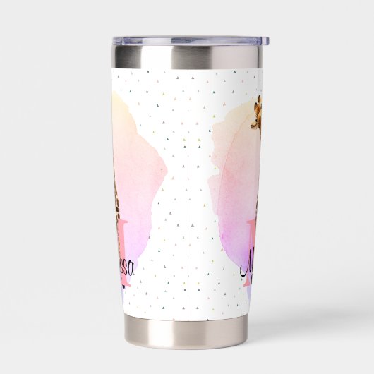  Monogram Waterverf Naam Giraffe Oerwoud Geïsoleerde Drinkbeker (Links)