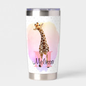 Monogram Waterverf Naam Giraffe Oerwoud Geïsoleerde Drinkbeker (Voorkant)