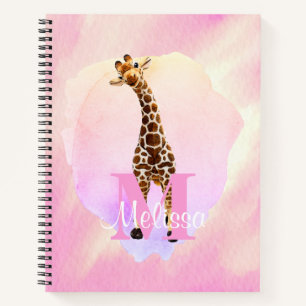  monogram Waterverf Naam Kinder Giraffe Notitieboek
