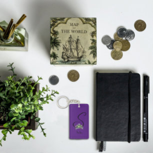 Monogram waterverf naam paars AcrylSleutelhanger Sleutelhanger