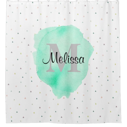  monogram Waterverf Naam Patroon Modern Douchegordijn (Voorkant)
