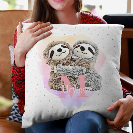  monogram Waterverf Naam Roze Slotkruid Kussen