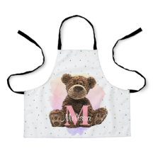  monogram Waterverf Naam Roze Teddy Bear