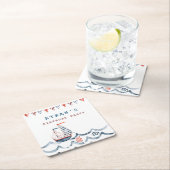 monogram waterverf-nautische verjaardagsfeest kartonnen onderzetters (Insitu)