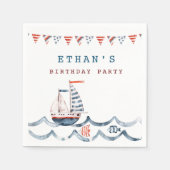 monogram waterverf-nautische verjaardagsfeest servet (Voorkant)