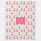 Monogram waterverf notenkraker vrolijk kerstfeest fleece deken (Voorkant)