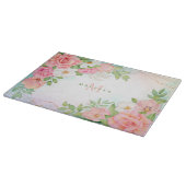 Monogram Waterverf Ombre Floral Greenery Pink Snijplank (Hoek)
