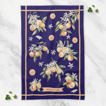 Monogram Waterverf Oranje Bloemige Botanische