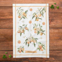 Monogram Waterverf Oranje Bloemige Botanische