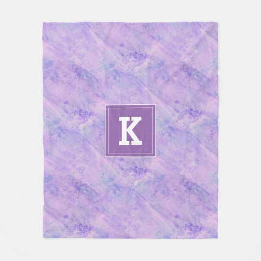  monogram Waterverf, Paars Fleece Deken (Voorkant)