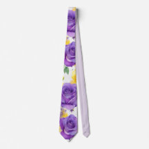 Monogram Waterverf Paarse Gele Roos