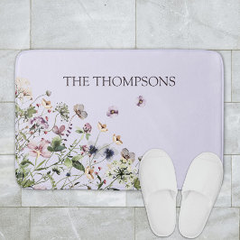 Monogram Waterverf Paarse Wildbloemen Badmat