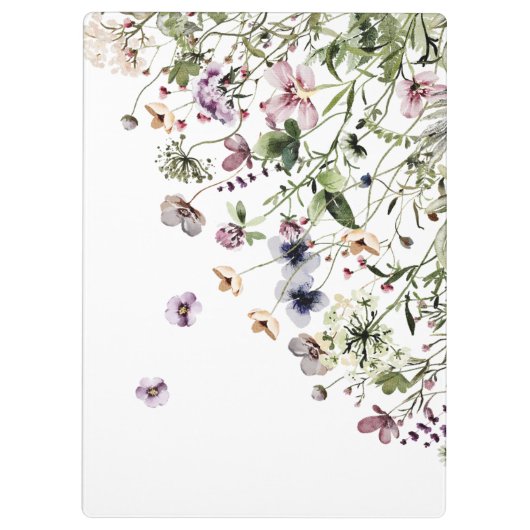 Monogram Waterverf Paarse Wildbloemen Klembord (Achterkant)