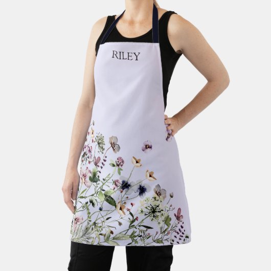 Monogram Waterverf Paarse Wildbloemen Schort (Insitu)