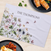 Monogram Waterverf Paarse Wildbloemen Theedoek