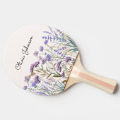 Monogram Waterverf Paarse Wildflower Meadow Tafeltennisbatje (Zijkant)