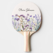 Monogram Waterverf Paarse Wildflower Meadow Tafeltennisbatje (Voorkant)