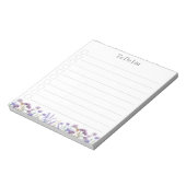Monogram Waterverf Paarse Wildflower to do lijst Notitieblok (Linkerzijde)