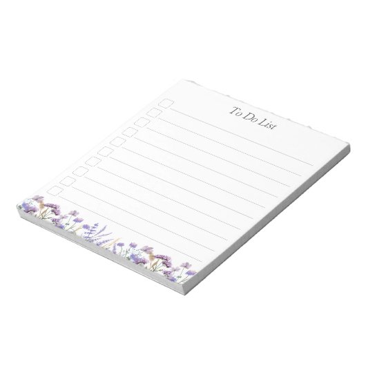 Monogram Waterverf Paarse Wildflower to do lijst Notitieblok (Linkerzijde)
