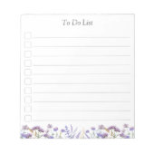 Monogram Waterverf Paarse Wildflower to do lijst Notitieblok (Voorkant)