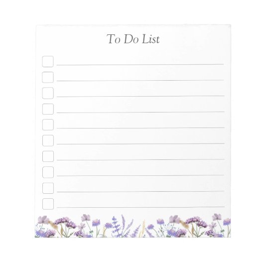 Monogram Waterverf Paarse Wildflower to do lijst Notitieblok (Voorkant)
