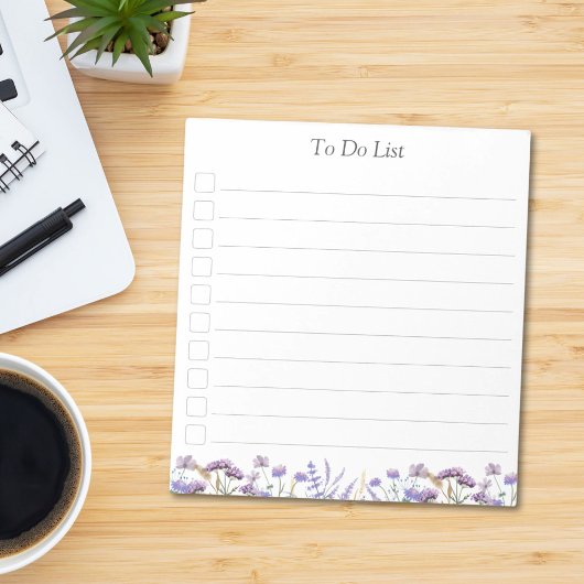Monogram Waterverf Paarse Wildflower to do lijst Notitieblok