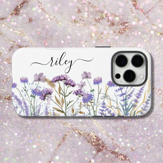 Monogram Waterverf Paarse Wildflower tuin Case-Mate iPhone Case