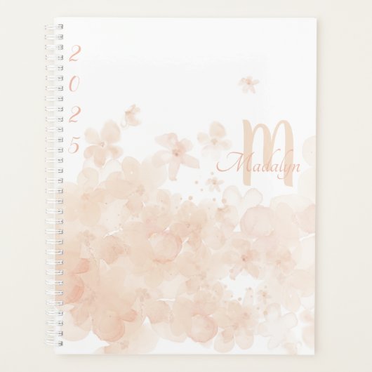 Monogram Waterverf Pastel 2025 Floral Planner (Voorkant)