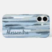 Monogram waterverf pastel strepen blauw marineblau Case-Mate iPhone case (Achterkant (horizontaal))
