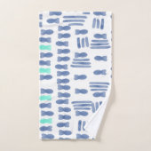 Monogram waterverf penseelstreek vis bad handdoek (Handdoek)