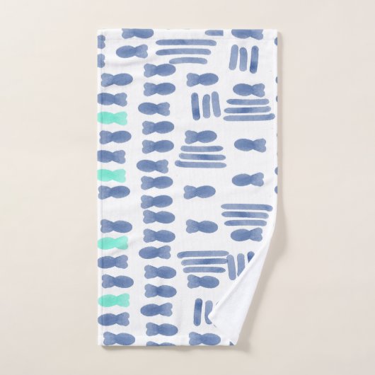 Monogram Waterverf penseelstreep vis Bad Handdoek (Handdoek)