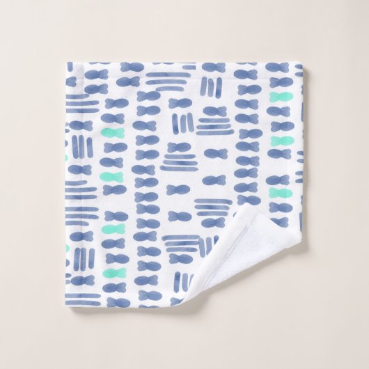 Monogram Waterverf penseelstreep vis Bad Handdoek (Wasdoekje)