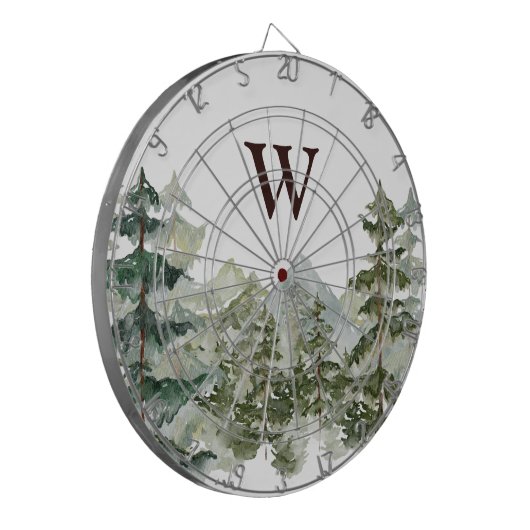 Monogram Waterverf Pijnbos & Mountain Rustic Dartbord (Voorkant Links)