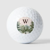Monogram Waterverf Pijnbos & Mountain Rustic Golfballen (Voorkant)
