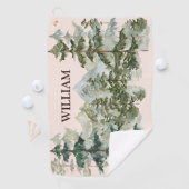 Monogram Waterverf Pijnbos & Mountain Rustic Golfhanddoek (Insitu)